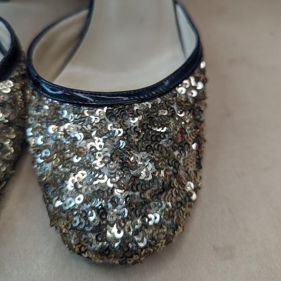 Jimmy Choo London women's 3.5" Heels Size 36 . Golden sequins and black patent l - Picture 5 of 11